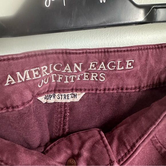 American Eagle Burgundy Super Stretch Jeggings in size US 10 - Picture 3 of 7